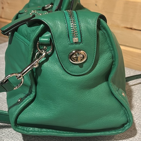 Coach 33689 Green Genuine Leather Rhyder Satchel Shoulder Bag Purse - Picture 8 of 15